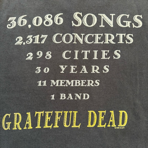 Vintage 1996 Grateful Dead 30 Years Faded Black Short Sleeve Tee ~ Size Small - Picture 9 of 9